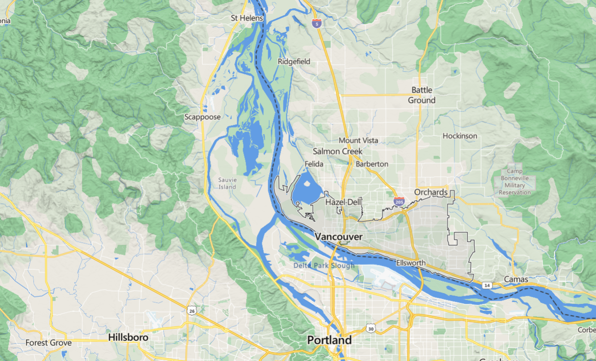 map of city ,Vancouver Washington landscaping MD LLC areas of service